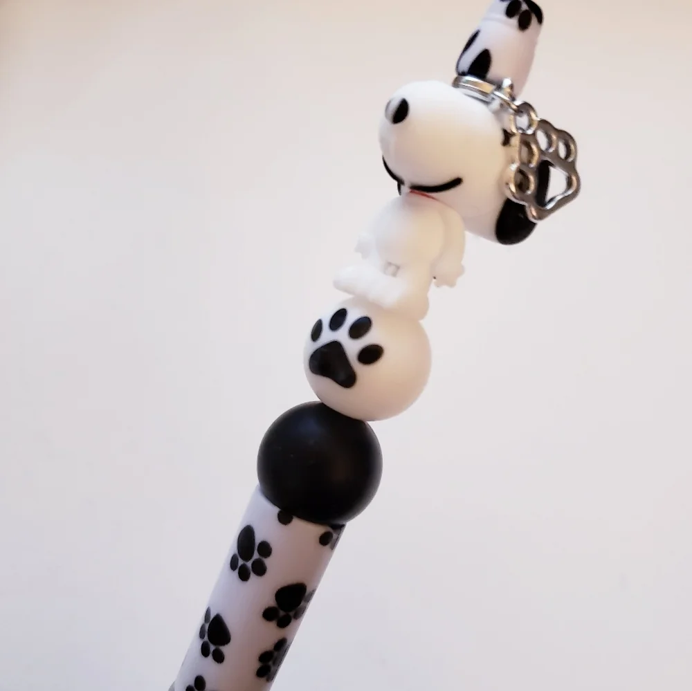 Handmade Paw Print 3D Snoopy Beaded Silicone Focal Bead Pen
